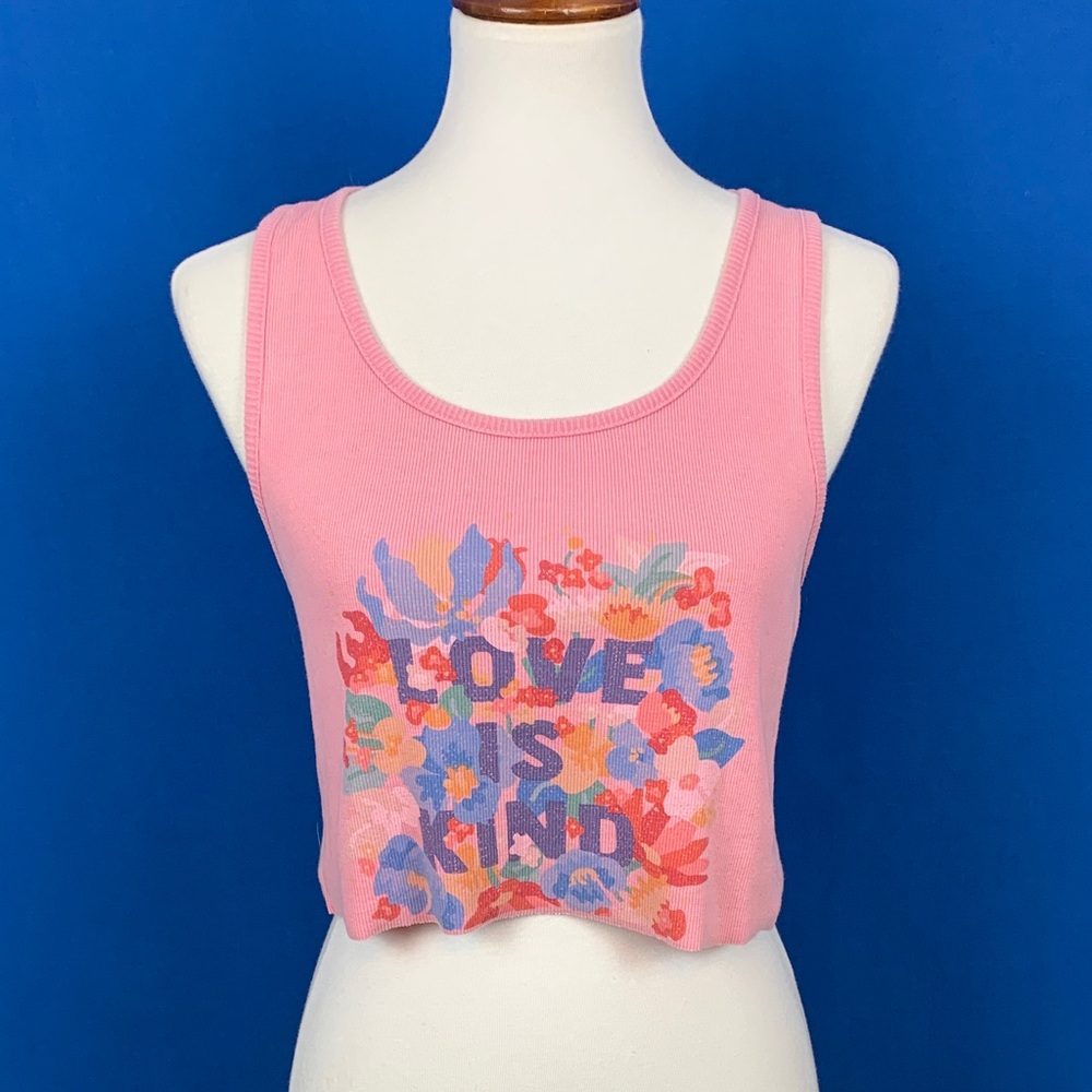 Forever 21 Pink Floral Graphic Tank Top